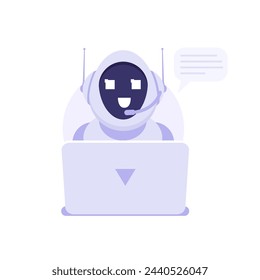Robot calling to customer icon, AI support concept. EPS 10 Vector illustration.