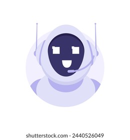 Robot calling to customer icon, AI support concept. EPS 10 Vector illustration.