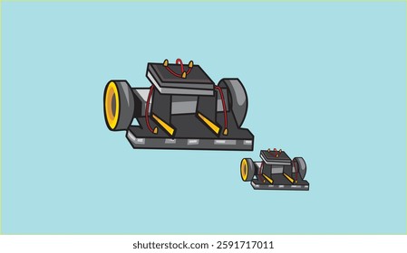Robot car illustrations are suitable for the design material for robotics that run according to black lines