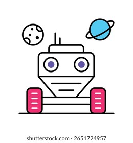 Robot Car Vector Filled outline illustration style icon. EPS 10 file