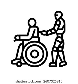 robot caregiver social robotics line icon vector. robot caregiver social robotics sign. isolated contour symbol black illustration
