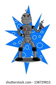 Robot carrying a laser gun looking very haughty