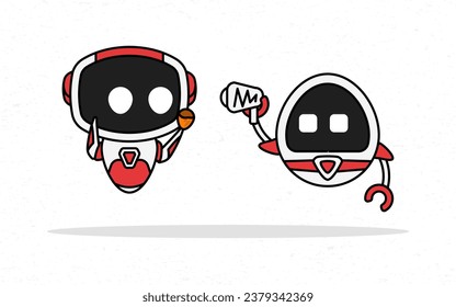 Robot carrying peanuts and microphone isolated. Suitable for storybook and mascot designs.