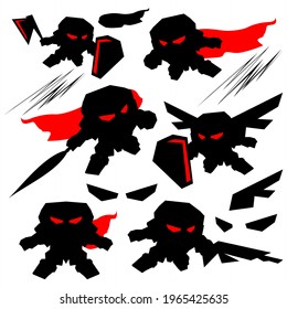 Robot cartoon black ninja set action