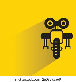 robot cartoon character icon with shadow yellow background
