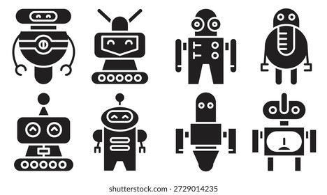 Ilustración vectorial de iconos de personajes de dibujos animados de robot