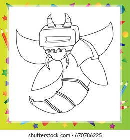 Robot Cartoon Character Outlined Version