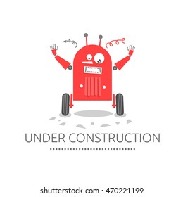 Robot Cartoon Character. In underconstruction web concept. Vector eps.10