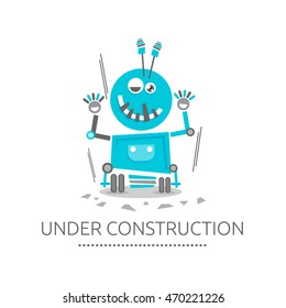 Robot Cartoon Character. In underconstruction web concept. Vector eps.10