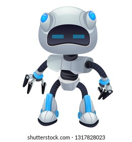 Robot cartoon character in vector 3d mascot with emotions, technology, cute isolated on white background.