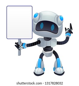 Robot cartoon character in vector 3d mascot with emotions, technology, cute isolated on white background.