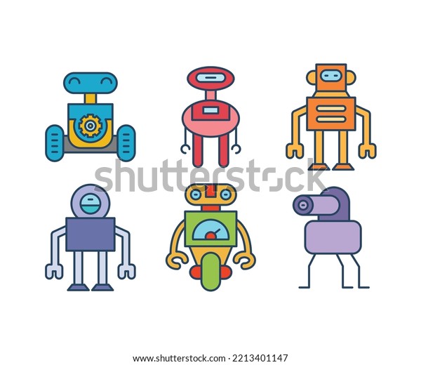 Robot Cartoon Characters Set Vector Illustration Stock Vector (royalty 