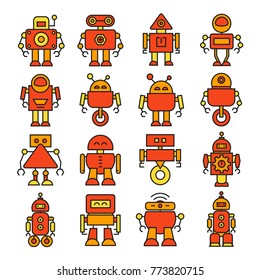 robot cartoon icons orange color theme