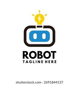 Robot cartoon logo design vector