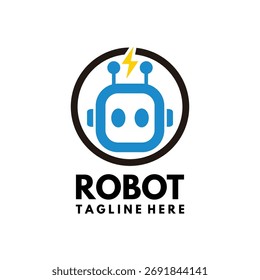 Vetor de design de logotipo de desenho animado de robô