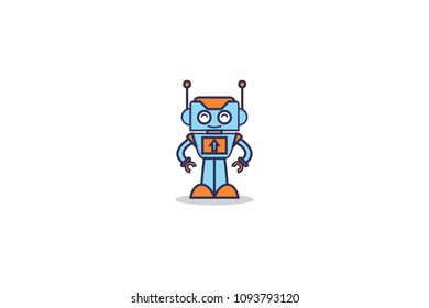 robot cartoon logo icon vector