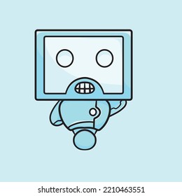 Robot Cartoon Mascot Funny Vector Smile Happiness Fun Cute Flat Design Cool