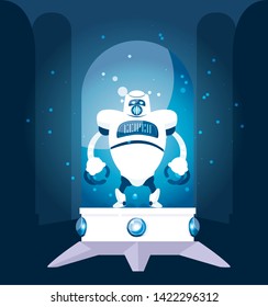 robot cartoon over blue background