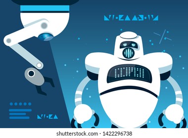 robot cartoon over blue background