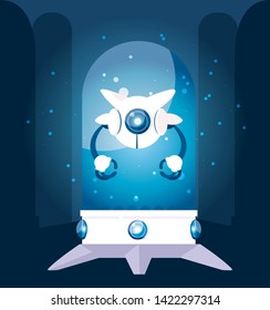 robot cartoon over blue background