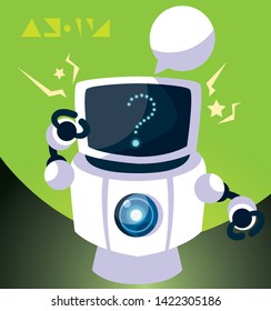 robot cartoon over green background