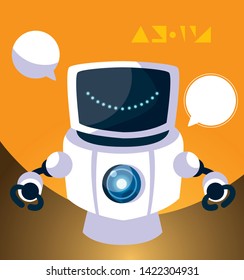 robot cartoon over orange background