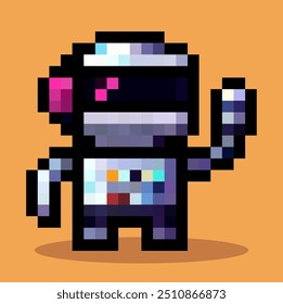 desenho animado robô em pixel art vetor