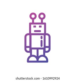 Robot cartoon of robotic technology futuristic toy future machine cyborg science android and fiction theme Vector illustration