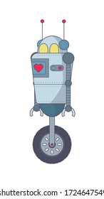 Robot Cartoon style. Doodle. Isolated on a white background. Vector illustration.