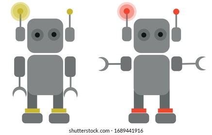 Robot cartoon technology. Science fiction toy icon vector.