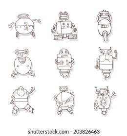 Robot cartoon, vector illustration.