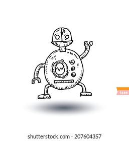  Robot cartoon, vector illustration.