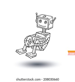 Robot cartoon, vector illustration.