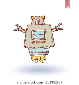  Robot cartoon, vector illustration.