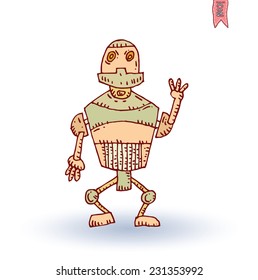  Robot cartoon, vector illustration.