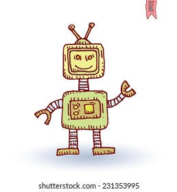  Robot cartoon, vector illustration.