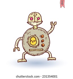  Robot cartoon, vector illustration.