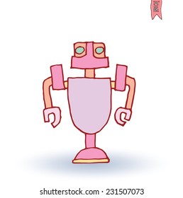  Robot cartoon, vector illustration.