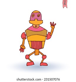  Robot cartoon, vector illustration.