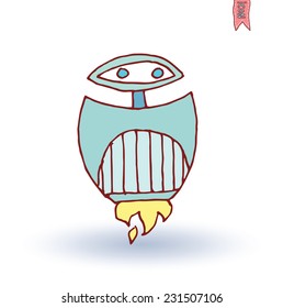  Robot cartoon, vector illustration.