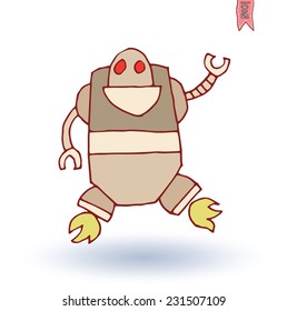  Robot cartoon, vector illustration.