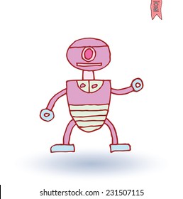  Robot cartoon, vector illustration.