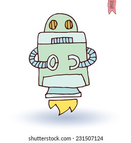  Robot cartoon, vector illustration.