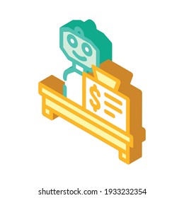 Roboter-Kassierer Isometrie-Vektorgrafik. Roboter-Kassierzeichen. einzelne Symbolillustration