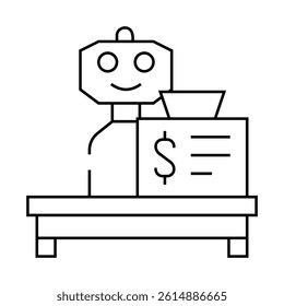 robot cashier line icon vector. robot cashier sign. isolated contour symbol black illustration