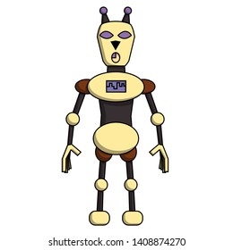 Robot cat cartoon character. Isolated stock vector illustration