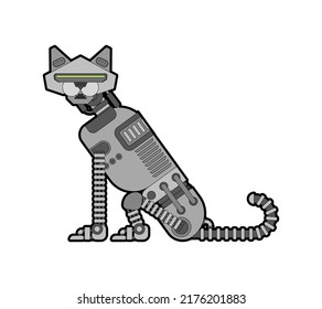 Robot cat. Cyborg cat. Robotic iron pet. Vector illustration