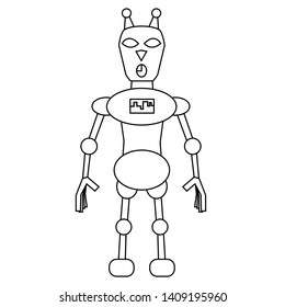 Robot cat outline character. Isolated stock vector illustration