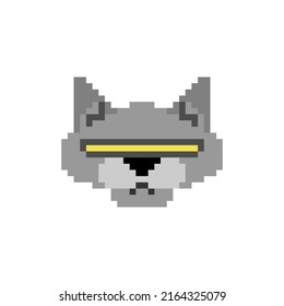 Robot cat pixel art. 8 bit Cyborg cat. pixelated Robotic iron pet. Vector illustration