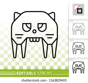 Robot Cat thin line icon. Outline web sign of kids toy. Cute Character linear pictogram with different stroke width. Simple vector transparent symbol. Robot Cat editable stroke icon without fill